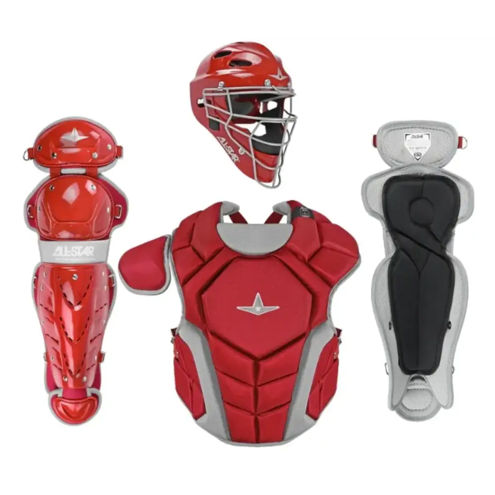 All-Star Top Star Series Baseball Catching Equipment Kit Meets NOCSAE Standard - Ages 12 to 16 Scarlet Red - SCARLET