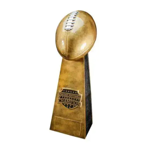 Decade Awards Fantasy Football Champion Trophy - 16 Inch Tall - FFL Champion Gold Tower Award - Engraved Plate