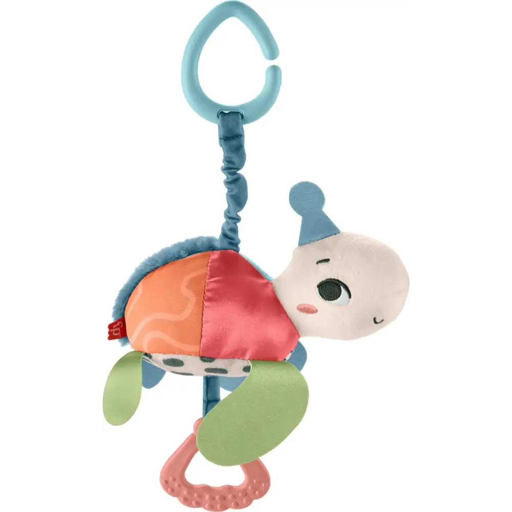 Fisher-Price Baby Stroller Toy Planet Friends Sea Me Bounce Turtle Plush with Teether Motion & Sounds for Newborns Ages