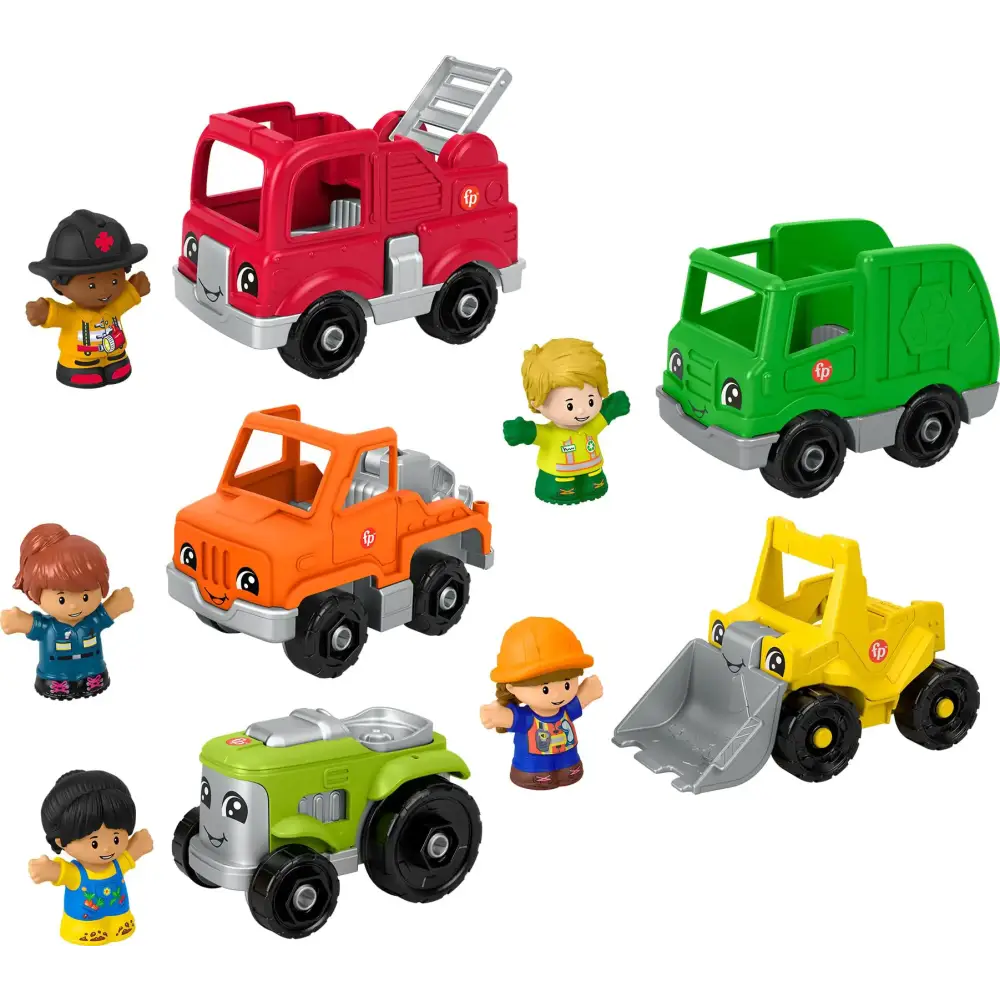 Fisher-Price Little People Toddler Playset Activity Vehicles Set with 10 Toys for Preschool Pretend Play Kids Ages 1+