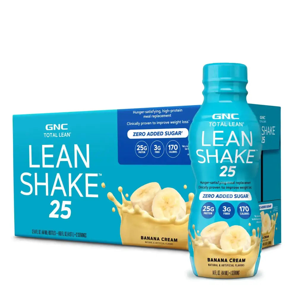GNC Lean Shake 25 Ready to Drink Protein Shake| 25g High Protein Meal Replacement with Vitamins and Minerals| Banana