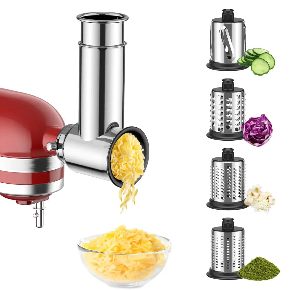 Heiolkako Stainless Steel Slicer Shredder Attachment for KitchenAid Stand MixerCheese GraterSalad MakerGrinding