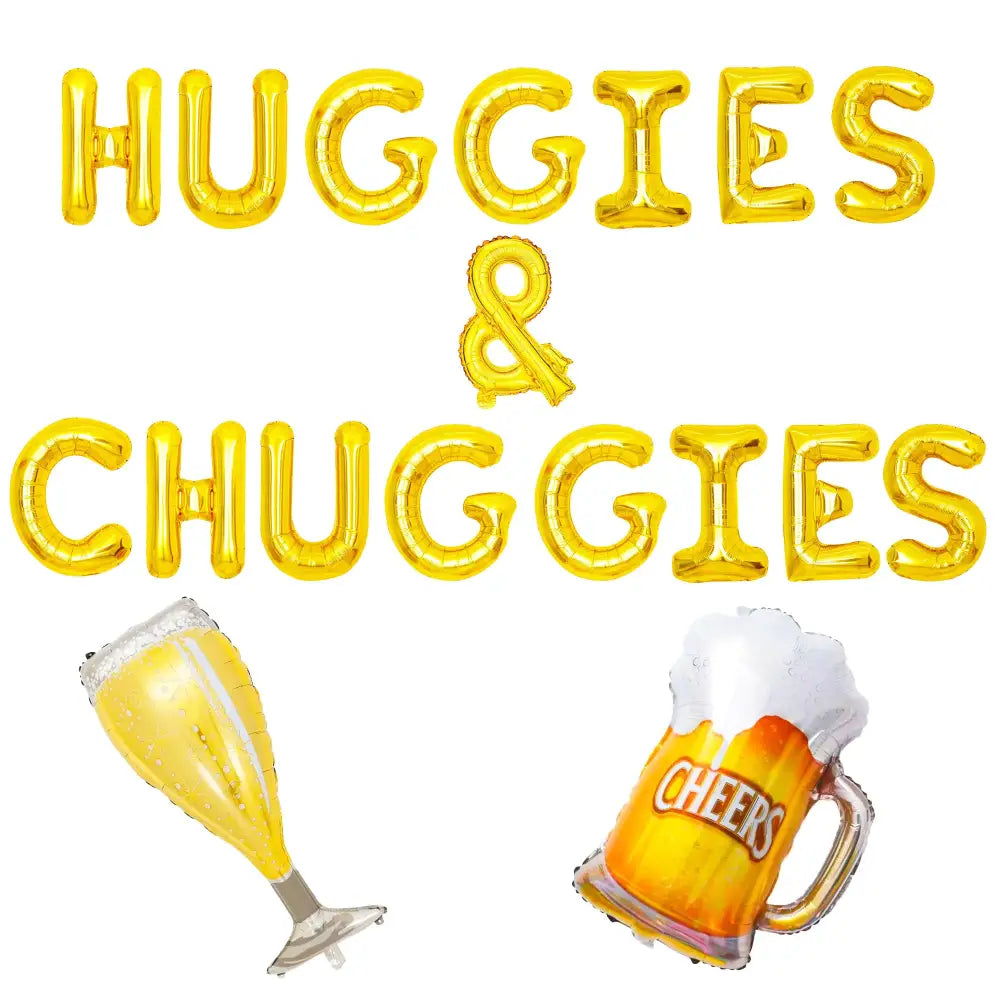 JeVenis Huggies and Chuggies Party Decorations Huggies and Chuggies Banner Sign Gender Reveal Party Diaper Party Decor