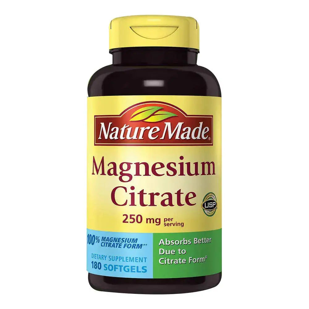 Nature Made Magnesium Citrate 250 mg Dietary Supplement (Netcount 180 Soft Gels) 180Count - 180 Count (Pack of 1)
