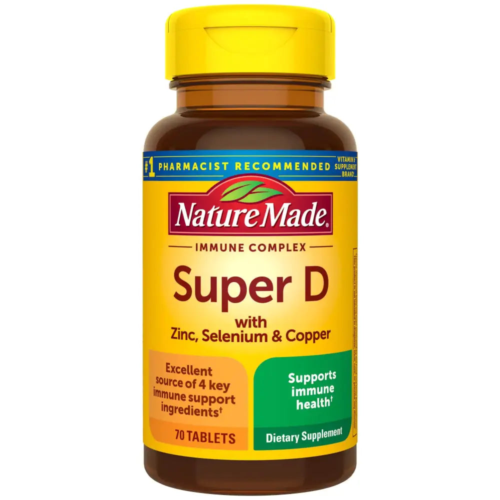 Nature Made Super Vitamin D Immune Complex Vitamin D3 Selenium Copper and Zinc Supplements for Immune Support 70