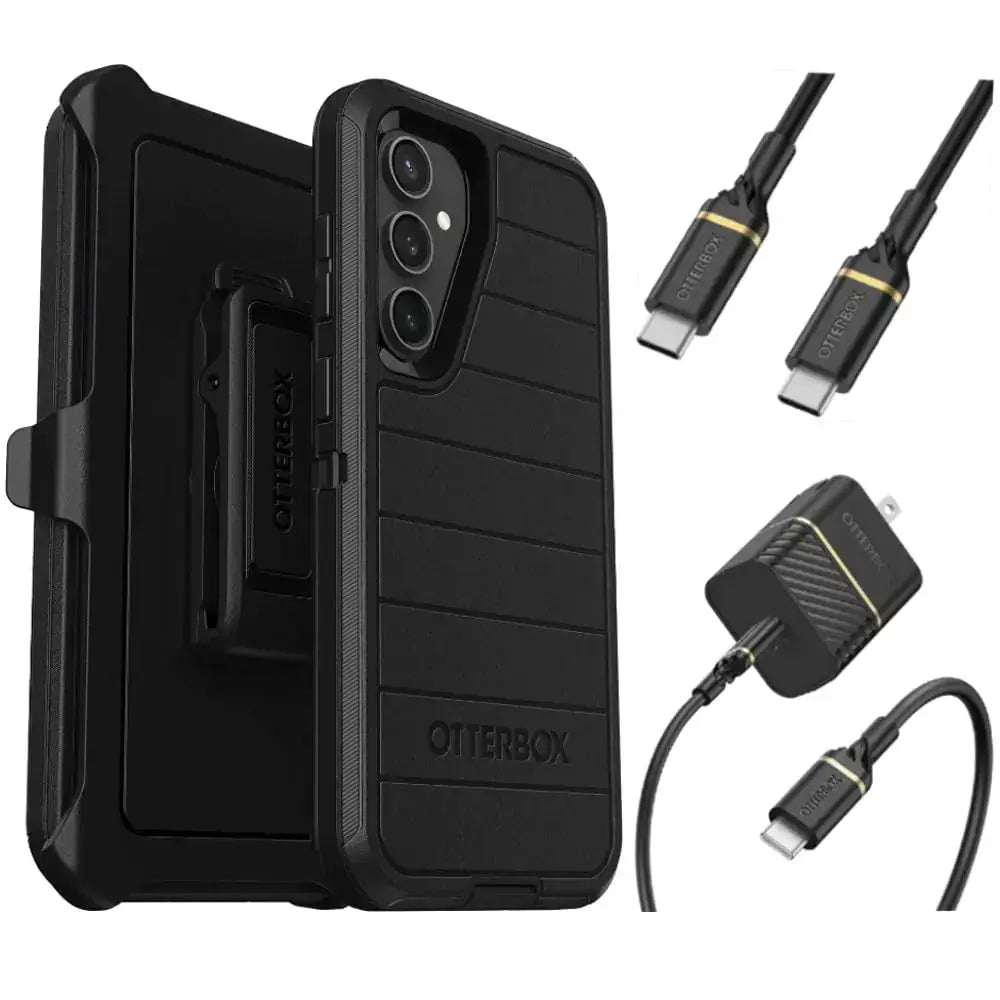 OtterBox Galaxy S23 FE (Only) Bundle: - Defender Series Case - Black - Holster Clip Included - Microbial Defense