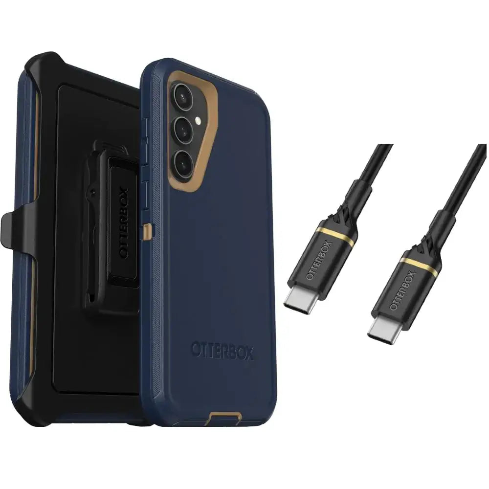 OtterBox Galaxy S23 FE (Only) Bundle: - Defender Series Case - Blue Suede Shoes - Rugged & Durable - with Port