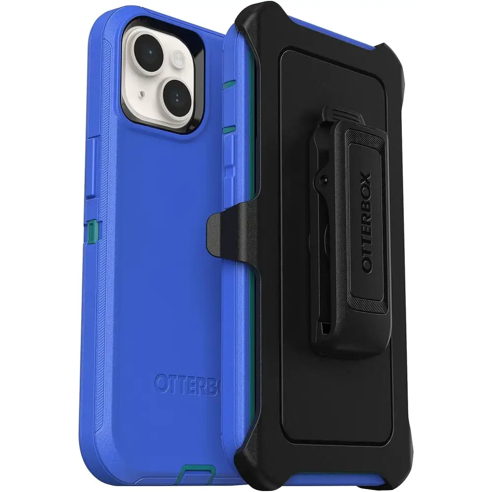 OtterBox iPhone 14 & iPhone 13 (Only) - Defender Series Case - Rain Check (Blue) - Rugged & Durable - with Port