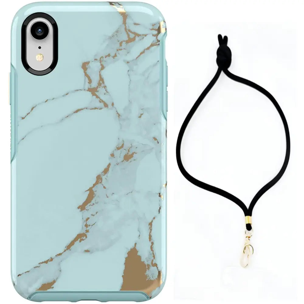 OtterBox Symmetry Series Case for Apple iPhone XR Wrist Lanyard - Non Retail Packaging - Teal Marble - Teal Marble