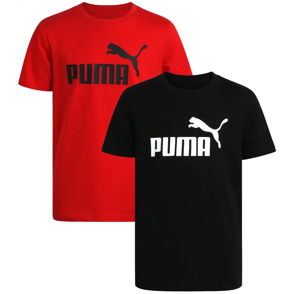 PUMA Boys T-Shirt - 2 Pack Core Logo T-Shirt for Boys - Basic Athletic Crewneck Short Sleeve Tee (S-XL) Size Small