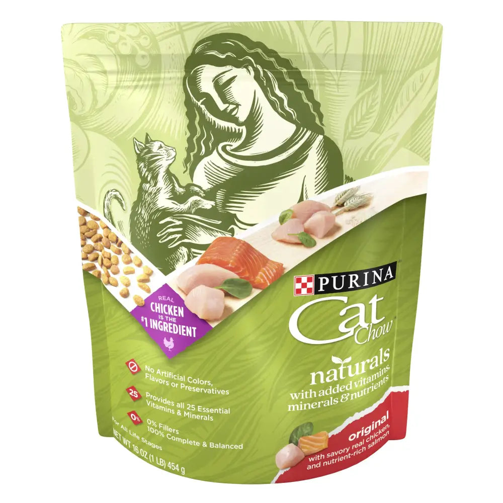 Purina Cat Chow Naturals With Added Vitamins Minerals and Nutrients Dry Cat Food Naturals Original - (6) 16 oz. Pouches