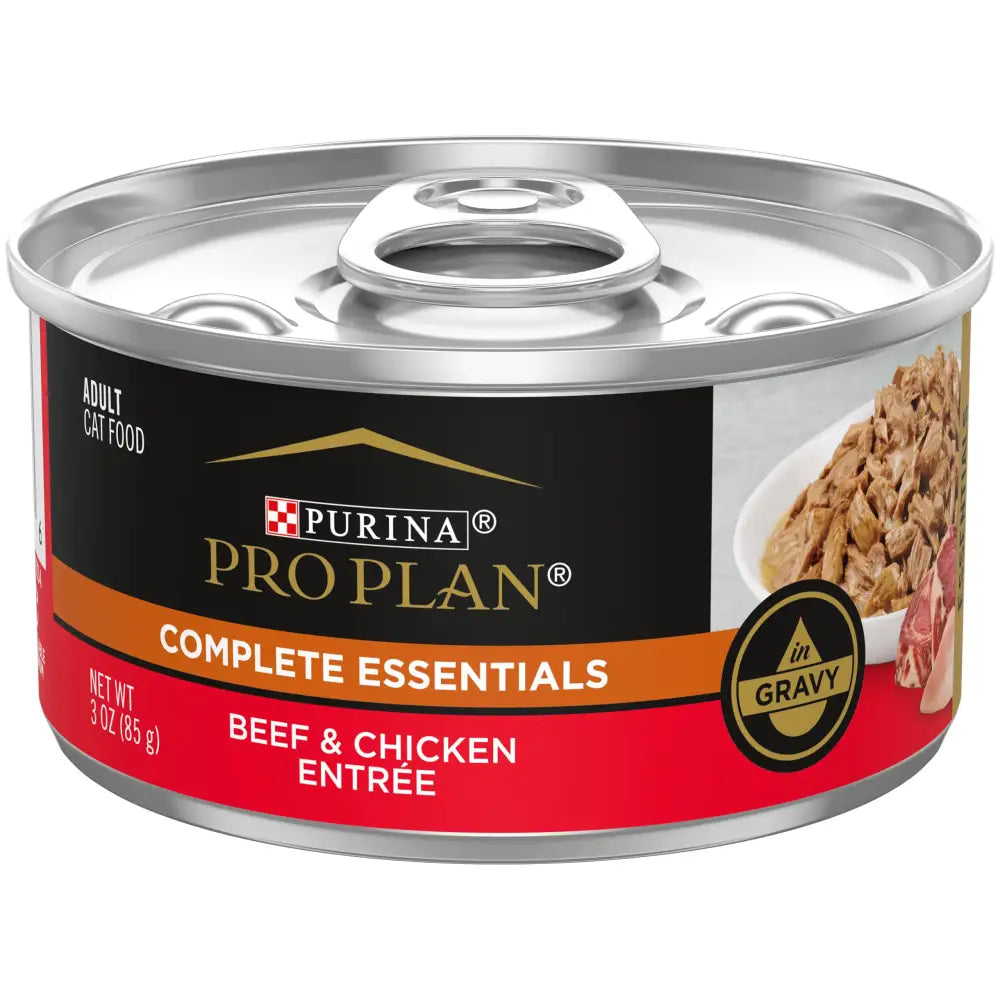 Purina Pro Plan High Protein Cat Food Wet Gravy Beef and Chicken Entree - (Pack of 24) 3 oz. Pull-Top Cans - Beef &