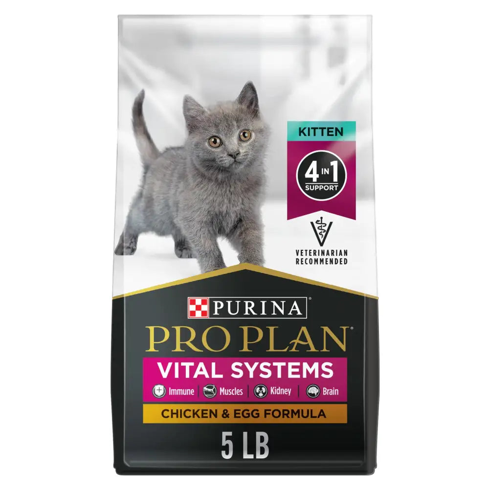 Purina Pro Plan Vital Systems Chicken and Egg Formula Kitten Dry Food 4-in-1 Immune Muscles Kidney and Brain and Vision