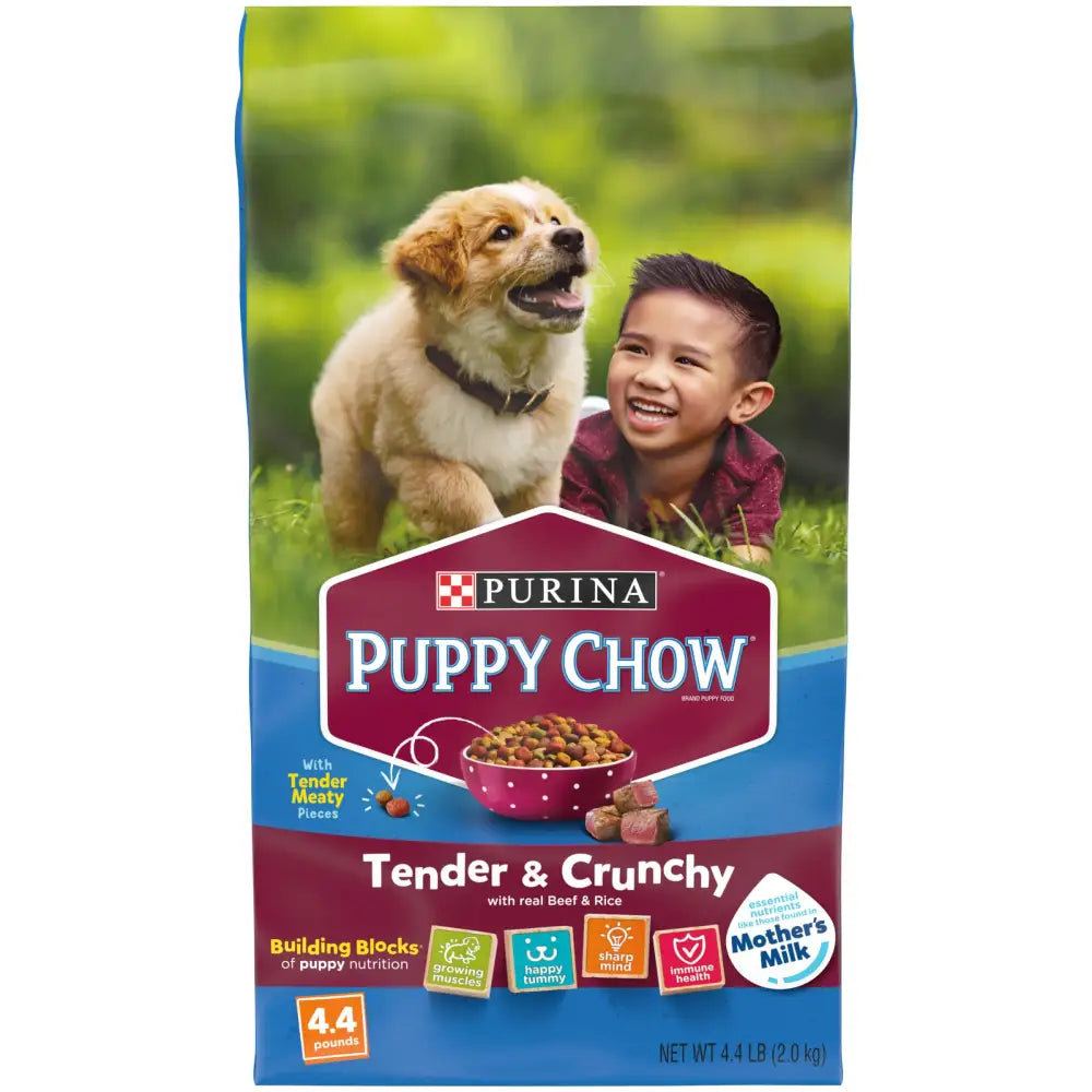Purina Puppy Chow High Protein Dry Puppy Food Tender & Crunchy With Real Beef 4.4 Pound Bag - Beef / Standard Packaging
