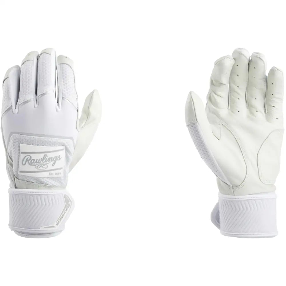 Rawlings | Workhorse Baseball Batting Gloves | Compression Strap | White | Youth Large - White / Youth Large