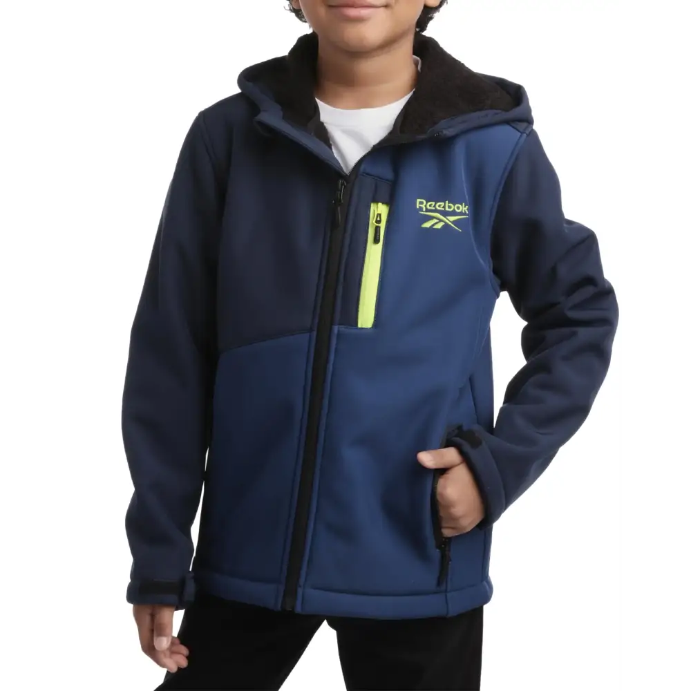 Reebok Boys Jacket - Youth Lightweight Weather Resistant Softshell Coat - Kids Outerwear Windbreaker Coat for Boys