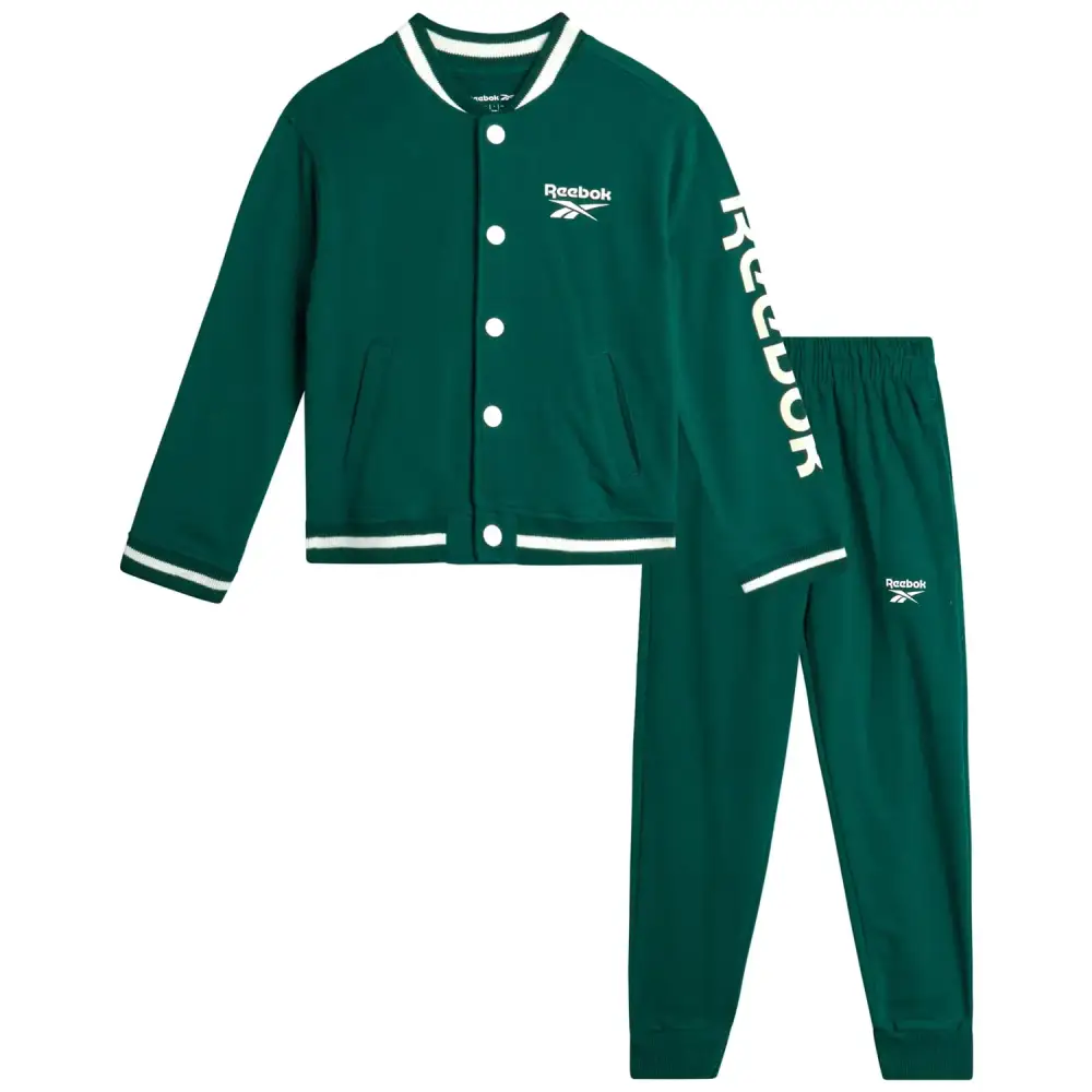 Reebok Boys Pants Set - 2 Piece Fleece Varsity Jacket and Jogger Sweatpants - Sweatshirt and Pants Outfit for Toddlers