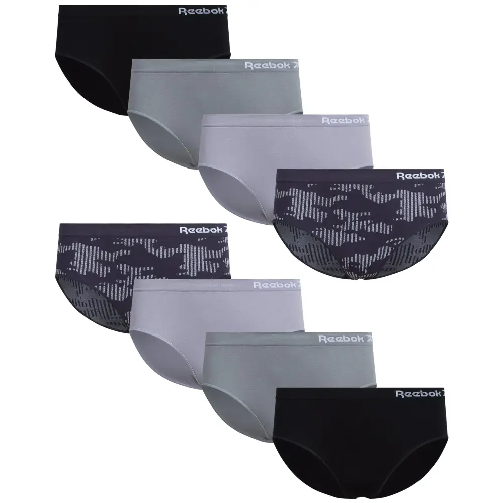 Reebok Girls Hipster Briefs - 8 Pack Breathable Stretch Performance Hipster Panties - Seamless Underwear for Girls