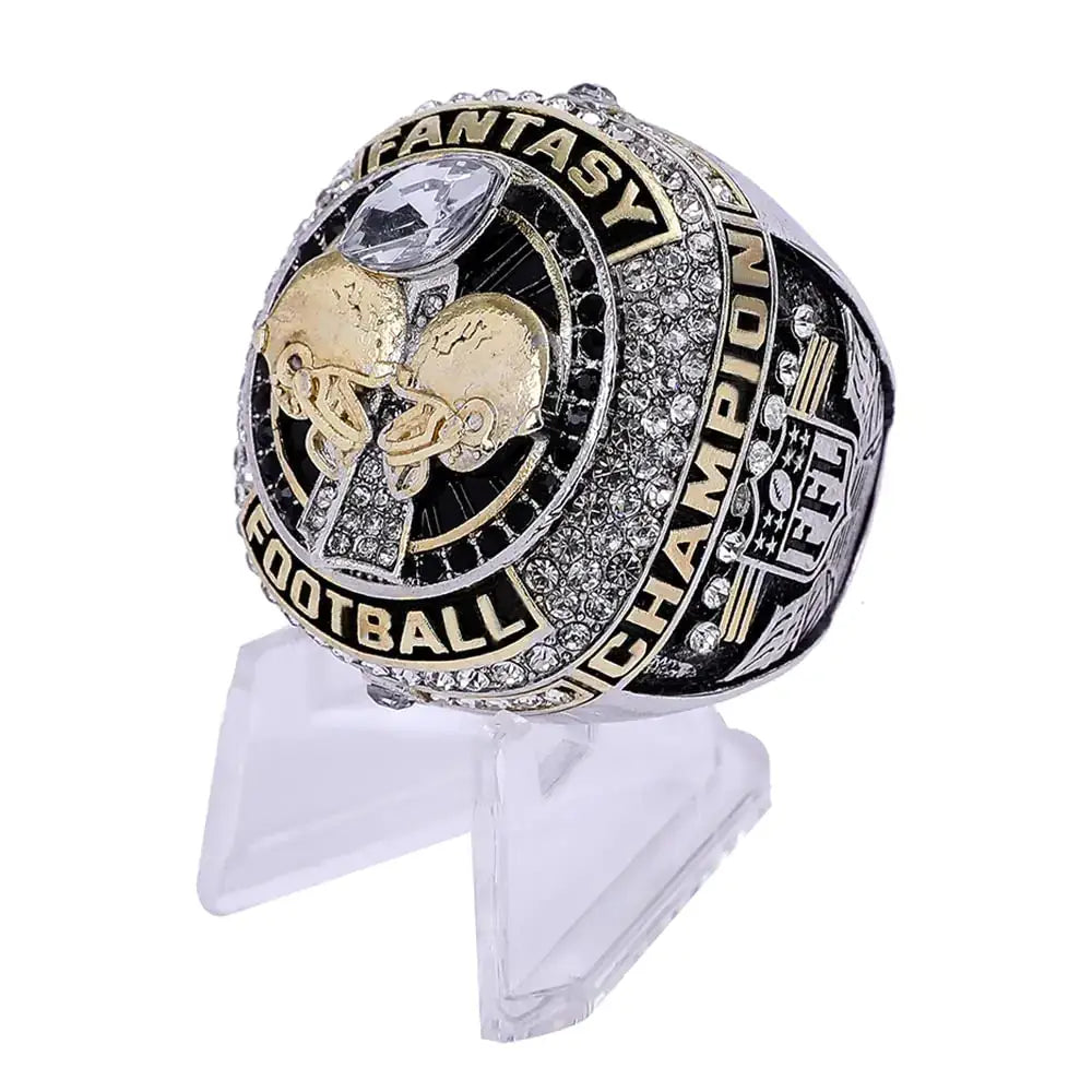 2023 Fantasy Football Championship Ring big heavy FFL Champion Ring (size 9 ring and stand) 1 - Gold,Silver / size 9