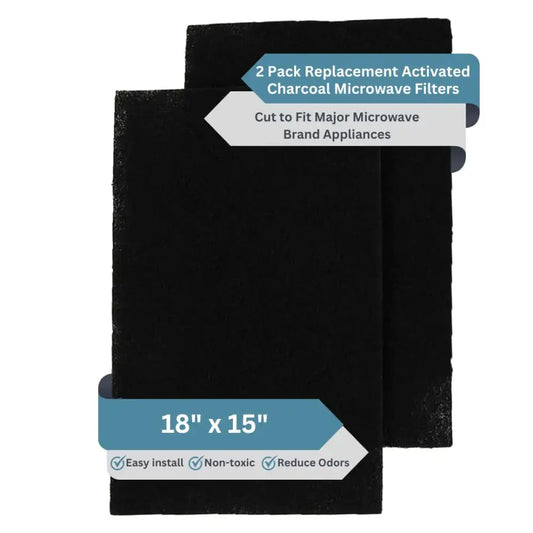 2pk Microwave Charcoal Replacement Filter - Universal Size Cut to Fit OTR Frigidaire Whirlpool GE LG Maytag KitchenAid