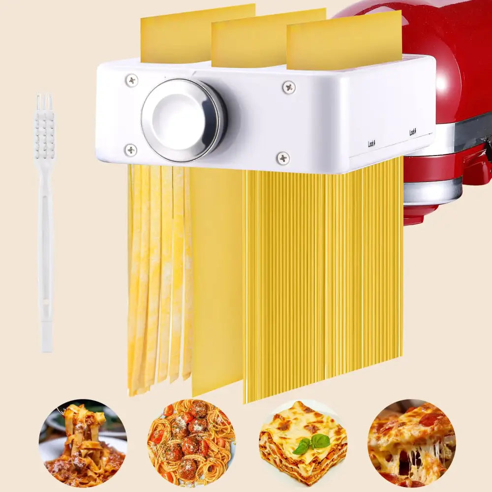 3-in-1 Pasta Maker Attachment for KitchenAid Stand Mixer Includes Pasta Roller Spaghetti Cutter Fettuccine Cutter