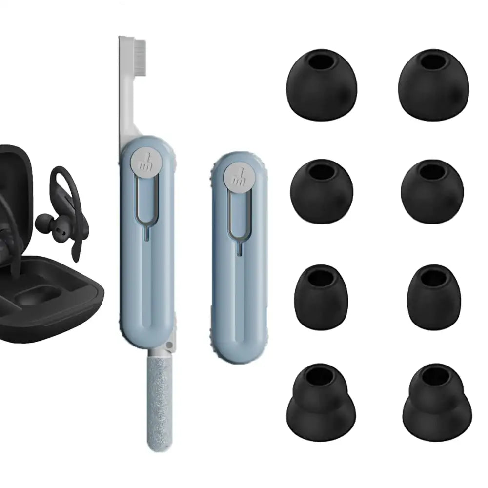 [4 Pairs] Replacement Eartips Earbuds Tips for Beats Powerbeats Pro & Beats Flex with Cleaning kit 5 in 1 Storable