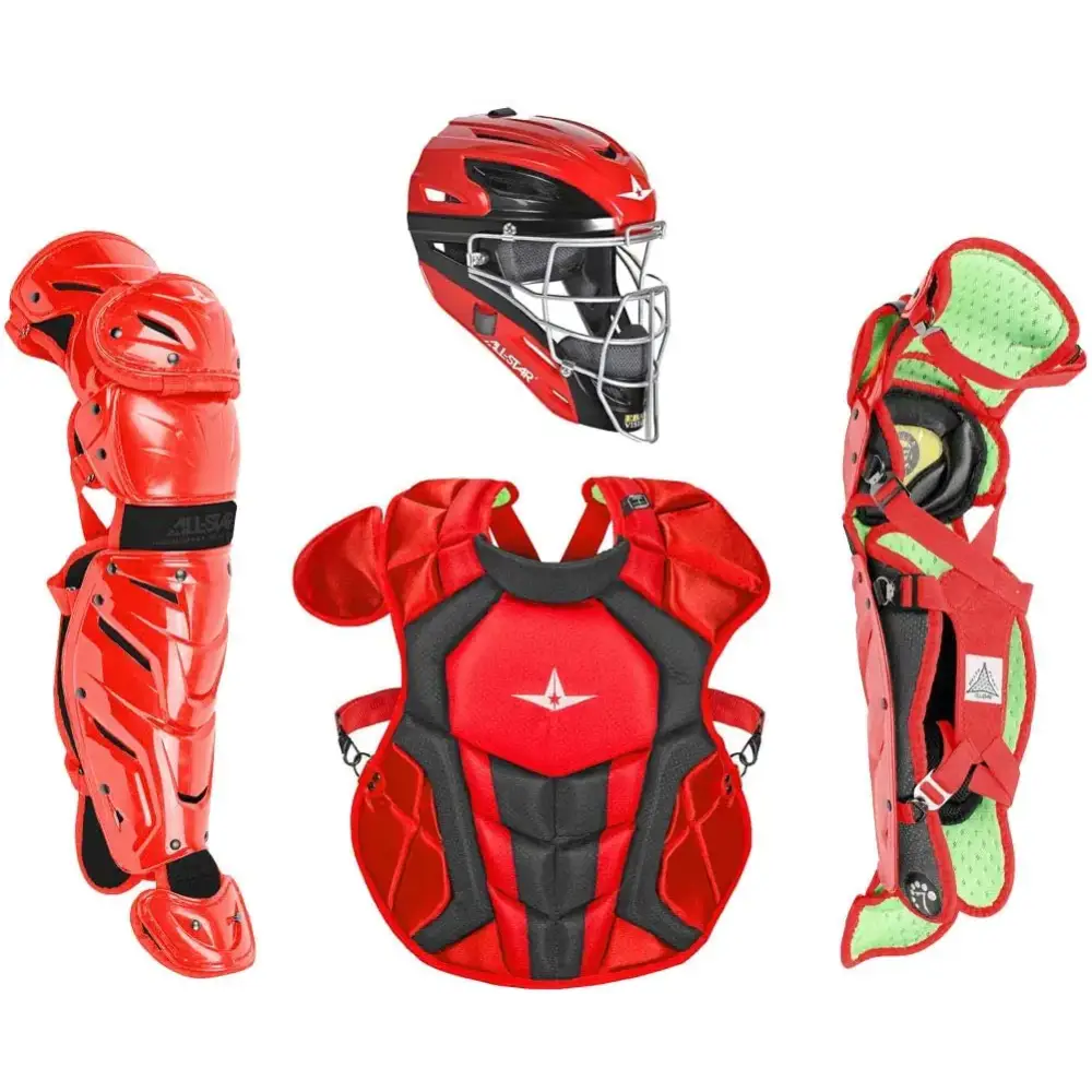 All-Star S7 Axis for Ages 9-12 14.5’’ - Baseball Catching Equipment Kit Meets NOCSAE Standard - Scarlet Red Black
