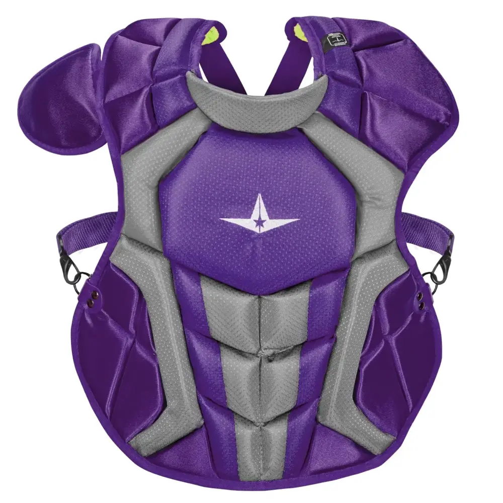 All-Star System7 Axis NOCSAE Youth Catchers Chest Protector Advanced Protection Ages 9-12 - Purple / Ages 9-12 (14.5’’)