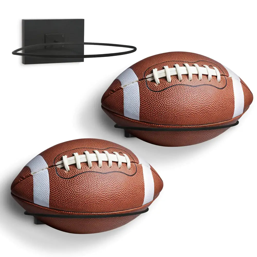 Americanflat Football Display for Wall - Set of 3 - Football Wall Mount and Sports Ball Holder for Garage Office