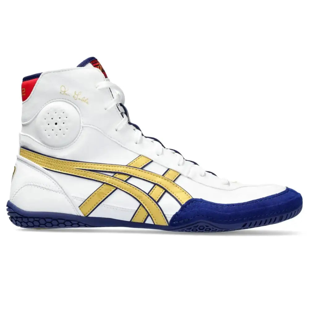 ASICS Mens DAN Gable EVO 3 Wrestling Shoes 13 White/Rich Gold - White/Rich Gold / 13