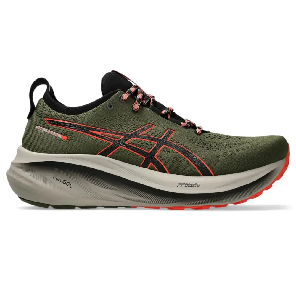 ASICS Mens Gel-Nimbus 26 Trail Running Shoes 8.5 Nature Bathing/RED Snapper - Nature Bathing/Red Snapper / 8.5