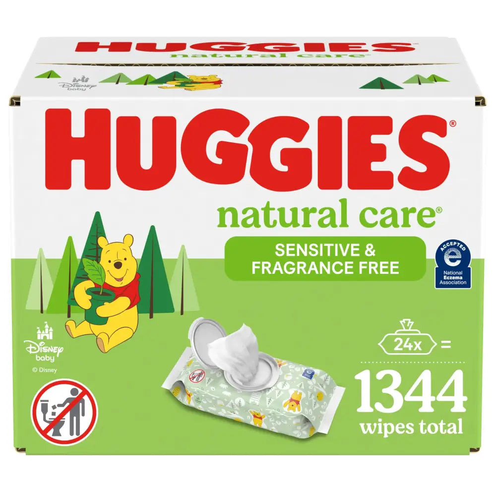 Baby Wipes Huggies Natural Care Sensitive Baby Diaper Wipes Unscented Hypoallergenic 1 Flip-Top Packs (56 Wipes Total)