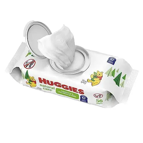 Baby Wipes Huggies Natural Care Sensitive Baby Diaper Wipes Unscented Hypoallergenic 1 Flip-Top Packs (56 Wipes Total)
