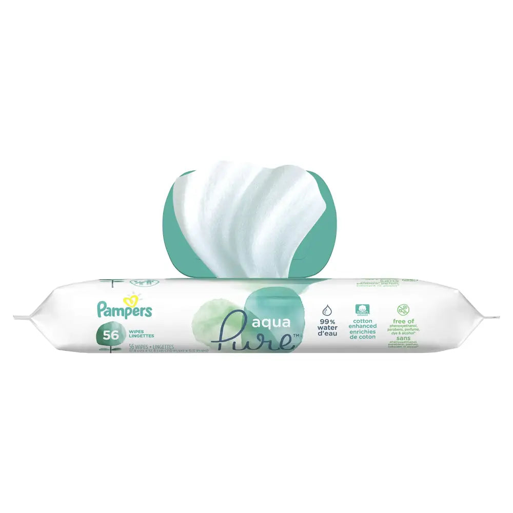 Baby Wipes Pampers Aqua Pure Sensitive Water Baby Diaper Wipes Hypoallergenic and Unscented 56 Total Wipes - n/a