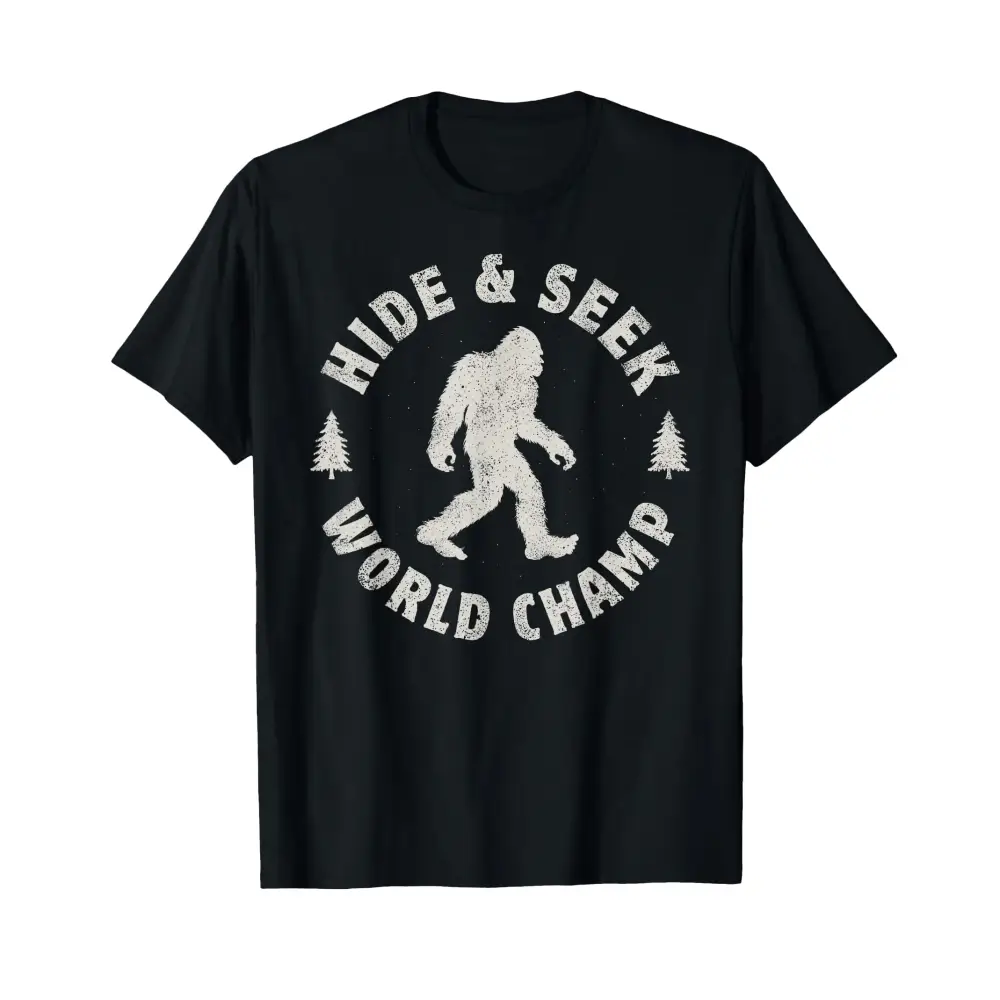 Bigfoot Hide And Seek World Champion Sasquatch Retro Vintage T-Shirt - n/a