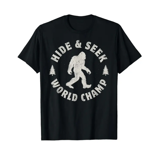 Bigfoot Hide And Seek World Champion Sasquatch Retro Vintage T-Shirt - n/a