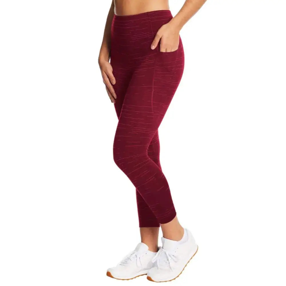 C9 Champion Womens High Waist Cropped Legging Mulled Berry/Patrol Red L - Mulled Berry/Patrol Red / Large
