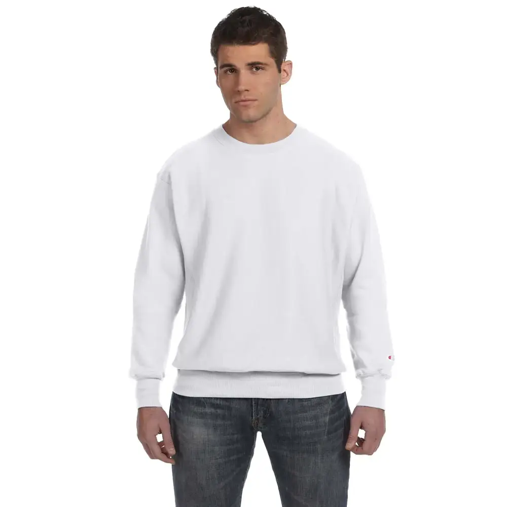 Champion Adult Comfort Rib Knit Crewneck Sweatshirt Silver Grey Small - Silver Grey (80/20) / Small