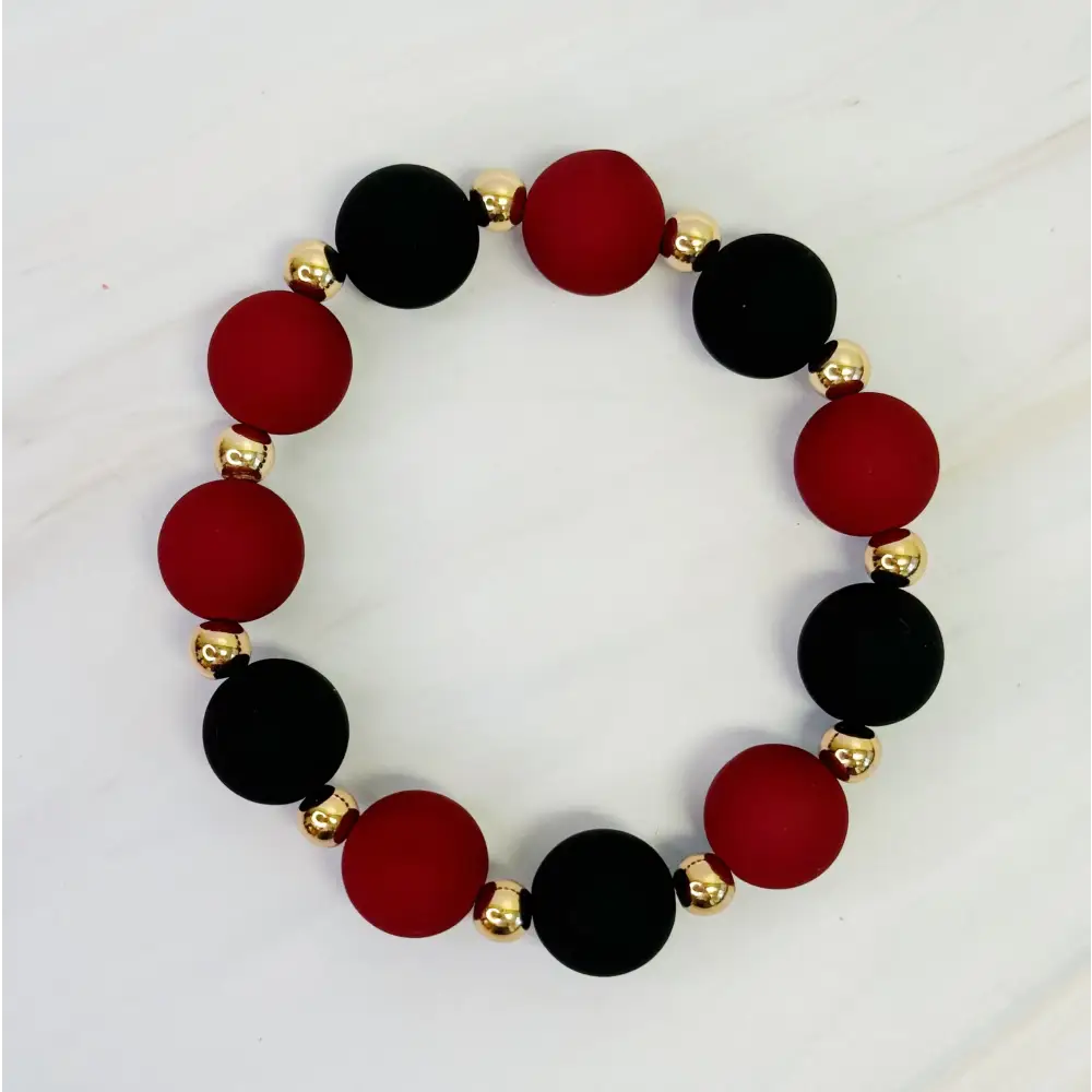 Champion Ball Bead Stretch Bracelet - Burgundy/Black