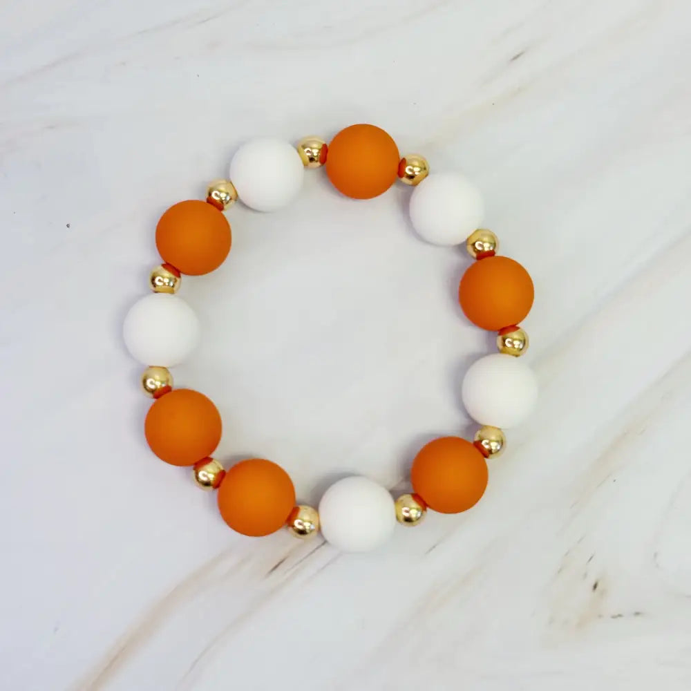 Champion Ball Bead Stretch Bracelet - Orange/White