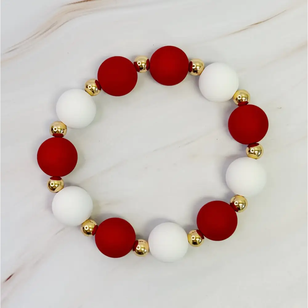 Champion Ball Bead Stretch Bracelet - Red/White