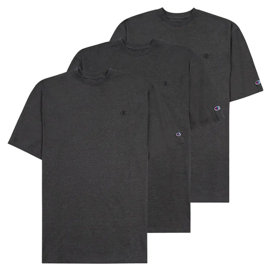 Champion Big and Tall Shirts for Men – 3 Pk 100% Cotton Men Big and Tall T-Shirt - Charcoal Heather/Charcoal