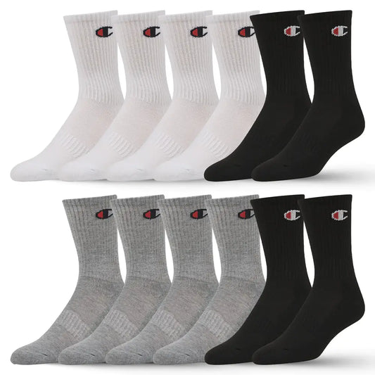 Champion Boys Socks and Girls Socks 12 Pair Crew Low Cut No Show Ankle Quarter Socks for Girls - Crew / Assorted / 6-8.5