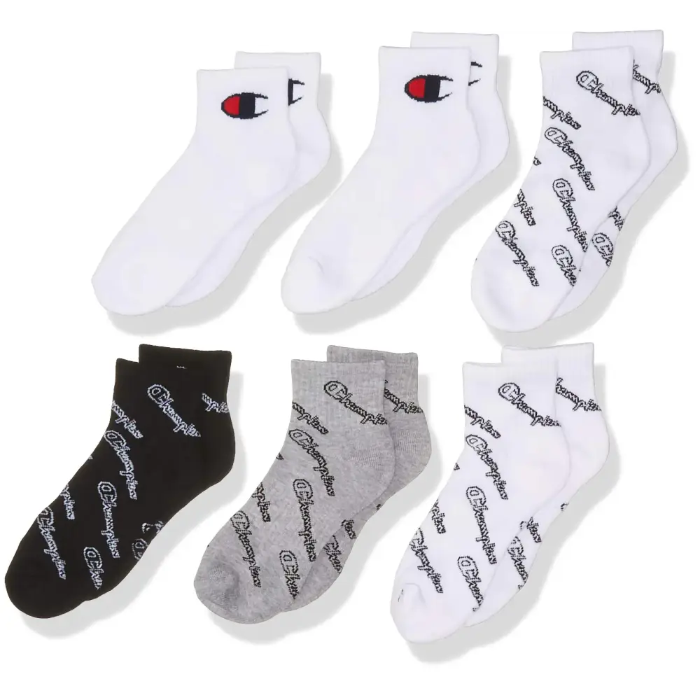 Champion Kids 6-Pack Quarter Socks - Quarter C - Blue / 5-7