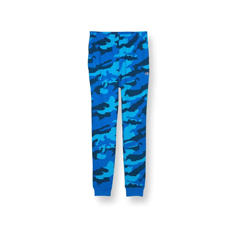 Champion Lightweight Sweatpants for Boys Kids Pants Script & Print 25’’ Bozzetto Blue Camo - Bozzetto Bluecamo C Patch