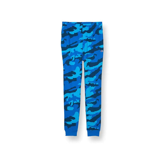 Champion Lightweight Sweatpants for Boys Kids Pants Script & Print 25’’ Bozzetto Blue Camo - Bozzetto Bluecamo C Patch