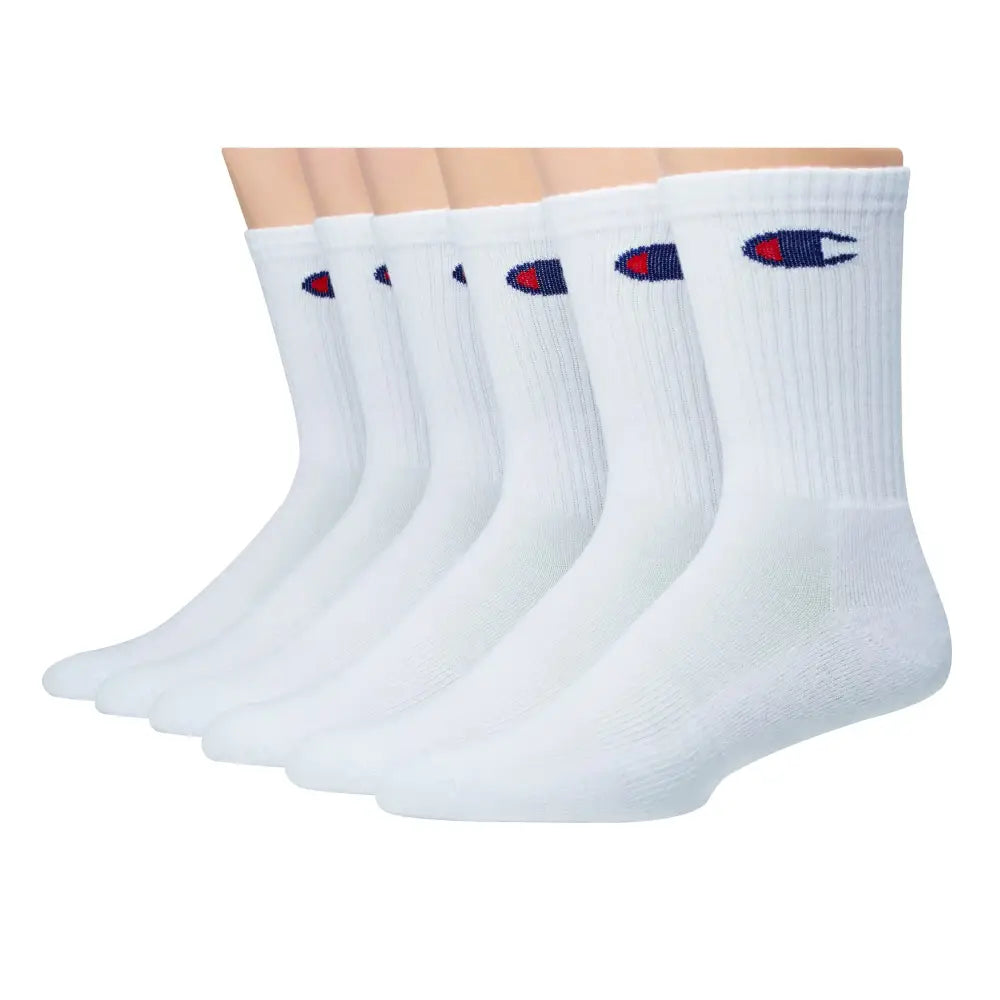 Champion Mens 6 Pack With Gift Box Crew Sock White 12-Jun US - White / 6-12