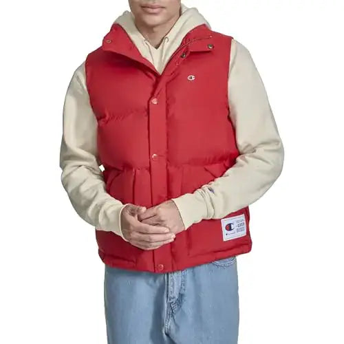 Champion Mens Puffer Vest with Logo Chili Pepper - Chili Pepper / Large
