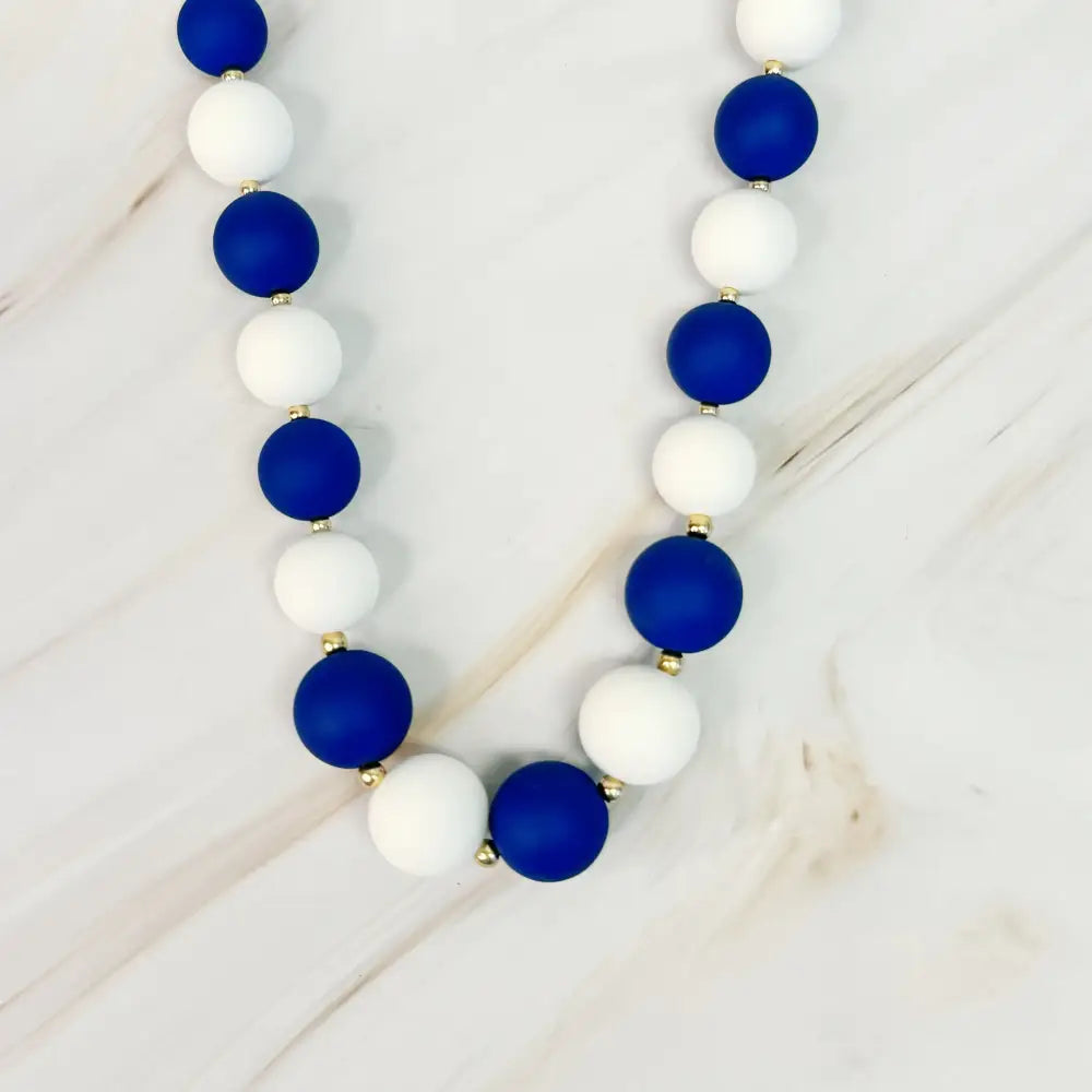 Champion Of The Game Ball Bead Necklace - Blue/White