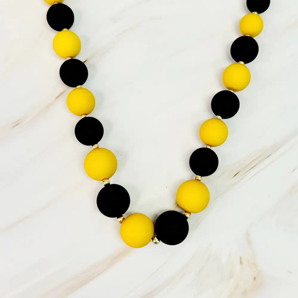 Champion Of The Game Ball Bead Necklace - Yellow/Black